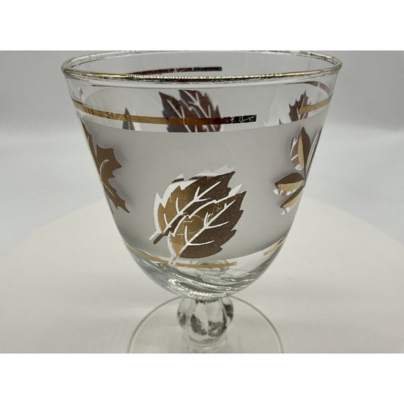 Libbey Vintage Golden Foliage Mid Century Gold Leaf Goblet | Set of 4 - Picture 13 of 16